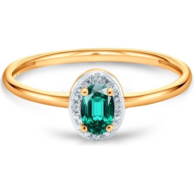 SAVICKI Годежен пръстен Savicki: двуцветно злато, смарагд, диаманти