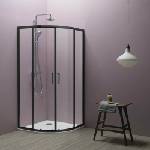 Kolpa San Полукръгла душ кабина с плъзгащи се врати Kolpasan Eco Quat 90x90 черна (515300)