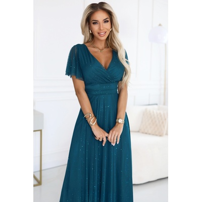 numoco basic Дълга зелена рокля с брокат 635-1nmc-2699 - Зелен, размер uni