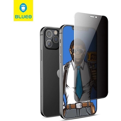 Blueo Затъмняващ Стъклен Протектор за iPhone 15 Plus, Blueo Privacy 5D Glass, Черен (5903396252310)