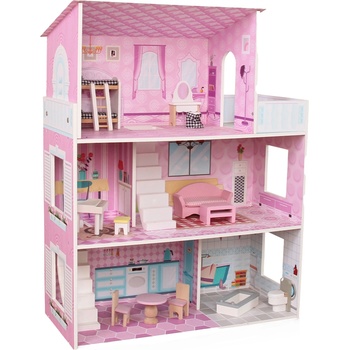 Chipolino Дървена къща за кукли Chipolino - С мебели, 13 части (DIWH02407627)