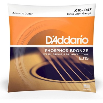 D'Addario EJ15, Струни за акустична китара 10-47, Phosphor Bronze (EJ15)