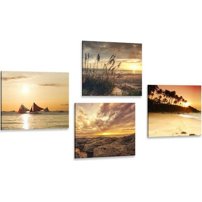 Set obrazů kouzelný západ slunce u moře - 4x 40x40
