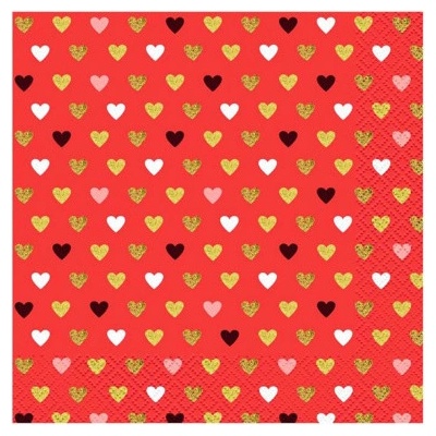 Godan papírové ubrousky XOXO červené 33x33cm