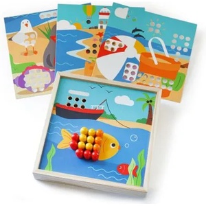 Bigjigs Toys - Детска дървена мозайка - Морски картини (34004)