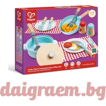 Image 1 of Hape Дървен комплект за готвене и сервиране, hape e3208 (h3208)