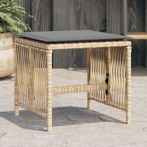 vidaXL Външни табуретки с възглавници 4 бр бежови 41x41x36см полиратан (365061)