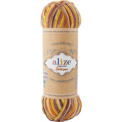 Alize Příze Superwash Artisan 9006 hnědo-hořčicová