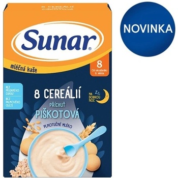 Sunar mliečna kaša s 8 cereáliami na dobrú noc piškótová 210 g