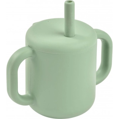 Beaba silikon hrnek s brčkem a držadly sage green 170 ml