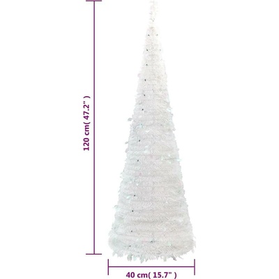 vidaXL Pop-Up vianočný stromček umelý 50 LED diód biely 120 cm