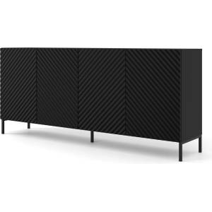 BIM Furniture Комод SURF 4D 200 cm, черен мат, черни крака (SURFCAB200BBLEGS)