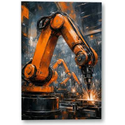 Plakát – Průmyslová robotická ramena s jiskrami 90 × 135 cm Bez rámu Ne Bez rámu