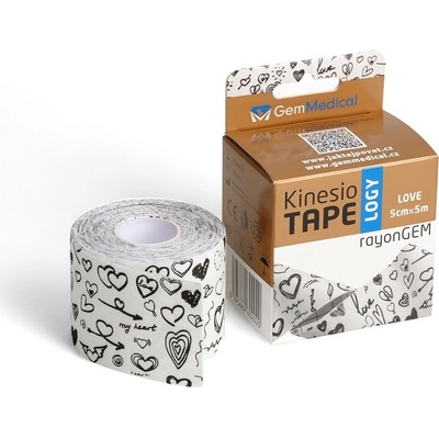 GM rayonGEM kinesiology tape love 5 cm x 5 m