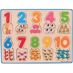 Bigjigs Toys Дървен пъзел Bigjigs - Съпоставяне на числа и цветове (BJ549) - baby