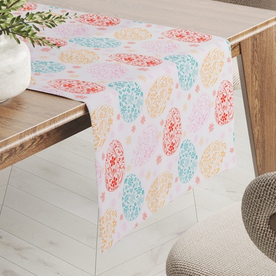 Biante Veľkonočný teflónový behúň TF-106 Farebné kraslice na bielom 35x160 cm