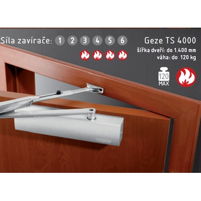AC-T Servis Geze TS 4000 V ramienko bez aretácie strieborná