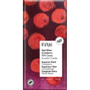 VIVANI Bio horká čokoláda s brusnicami 100 g