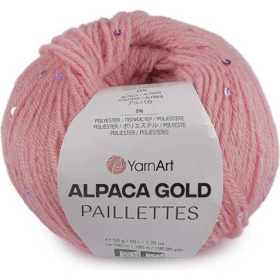 Pletací příze Alpaca Gold s flitry 50 g Varianta: 3 (9306) růžová sv., Balení: 1 ks