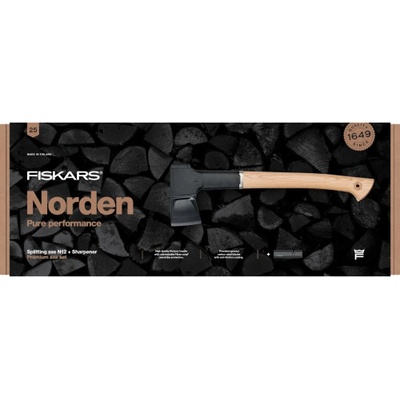 Fiskars Подаръчен комплект: Брадва за цепене Fiskars Norden N12 и точило Xsharp (1052277)