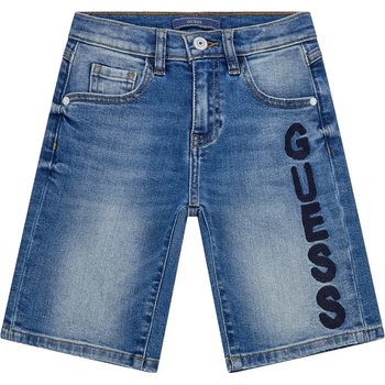 Guess Къси деним панталони за момче с бродиран надпис Guess в тъмно синьо