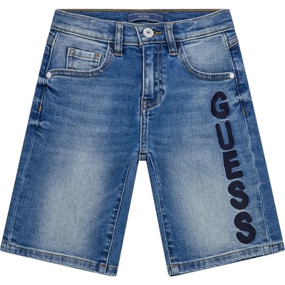 Guess Къси деним панталони за момче с бродиран надпис Guess в тъмно синьо