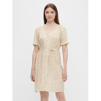 PIECES Кремава флорална рокля с връзки Pieces Timberly Pieces | Byal | ЖЕНИ | L