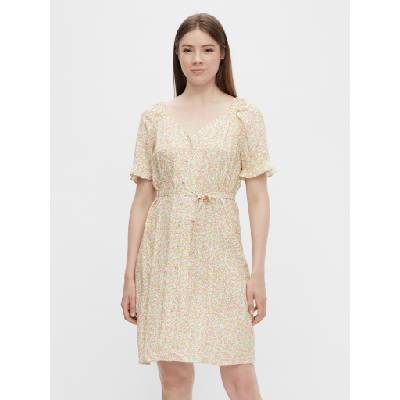 PIECES Кремава флорална рокля с връзки Pieces Timberly Pieces | Byal | ЖЕНИ | L