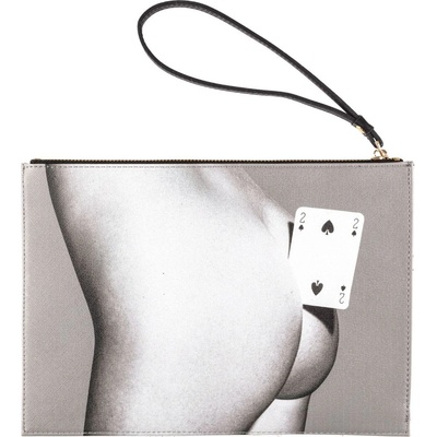 Seletti Taštička TOILETPAPER TWO OF SPADES 28 x 20 cm šedá