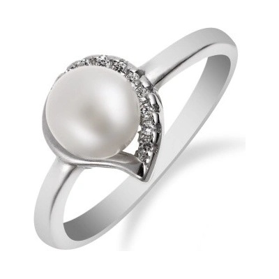 Meucci Jemný stříbrný prsten zdobený perlou a zirkony SP60R