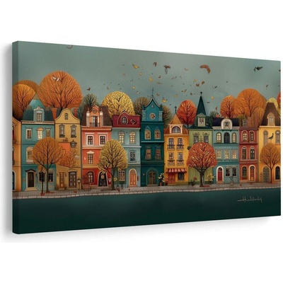 Obraz podzimní kouzlo městské ulice - 120x80
