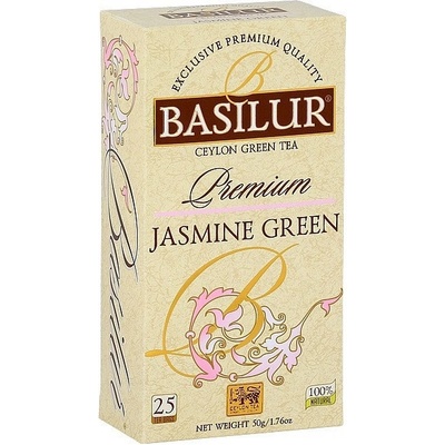 Basilur Aromatizovaný zelený čaj Premium Jasmine Green porcovaný bez přeb25 sáčků