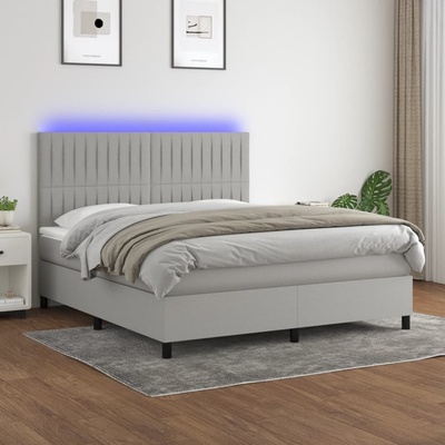 Petrashop 3135045 boxspring postel s matrací a LED světle šedá textil