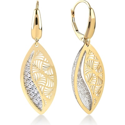 Lillian Vassago visacie náušnice zdobené z bieleho a žltého zlata na patent LLV22-GER046