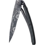 DEEJO 1gc108 tattoo black carbon / Ултралеко джобно ножче с карбонова дръжка и татуировка (1gc108)