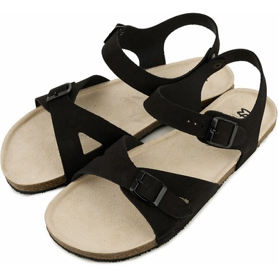 Vlnka pánske kožené barefoot sandále Mika čierne