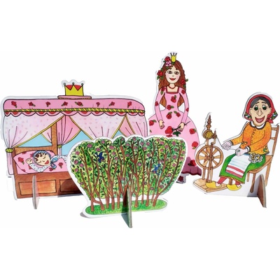 Marionetino bábky a kulisy Šípková Ruženka 2 ks