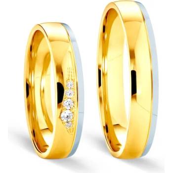 Image 1 of SAVICKI Сватбени халки: двуцветно злато, полукръгъл профил. 4 мм