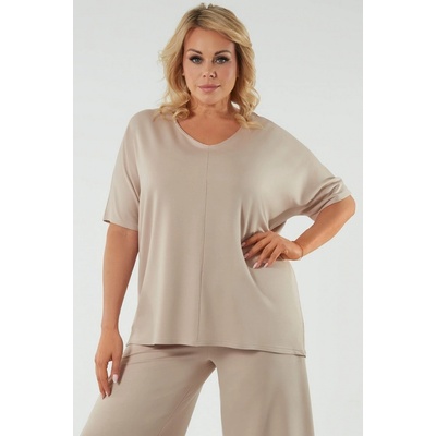 Italian Fashion Blůza Soler krátký rukáv béžová