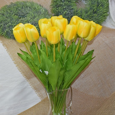 Umělá kytice tulipán Varianta: 2 žlutá, Balení: 1 svaz.