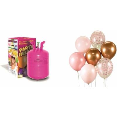 Helium Kingofbal Helium a sada latex. balónků chrom. růžová 30 cm HEL20-BB-RMD7