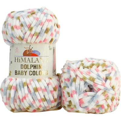 Himalaya příze Dolphin Baby Colors_80413 bílá, růžová, hnědá, modrošedá