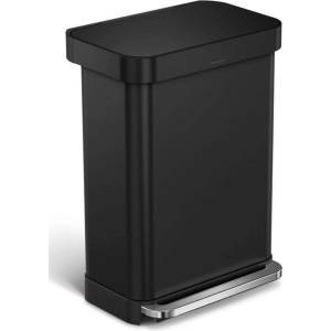 simplehuman - Кошче за отпадъци 55 л, с джоб за торбички, матово черно CW2103 (CW2103)
