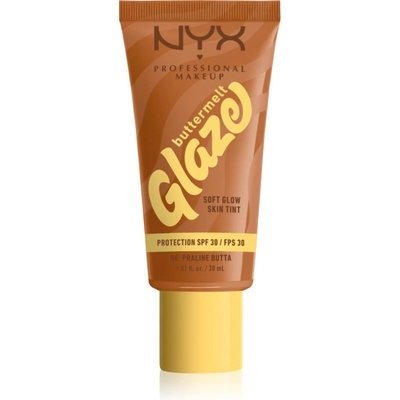 NYX Cosmetics Buttermelt Glaze озаряващ тониращ флуид SPF 30 цвят 06 Praline Buttaml