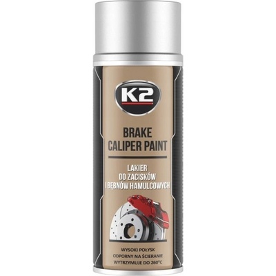 K2 Barva na brzdové třmeny a bubny Stříbrná Sprej 400ml