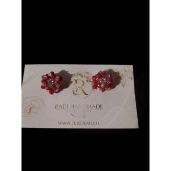 Image 1 of Radi handmade Елегантни обици с червени и бяло сребристи кристали (366Рћ)