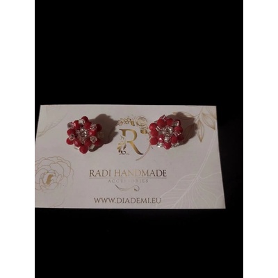 Radi handmade Елегантни обици с червени и бяло сребристи кристали (366Рћ)