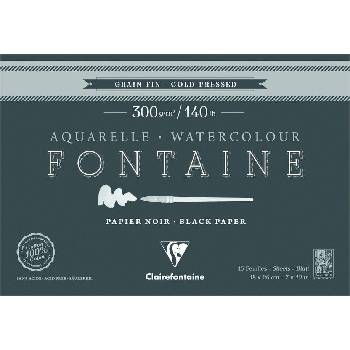 Clairefontaine Fontaine Black Cold-Pressed Glued Pad On 4 Sides Скицник 18 x 26 cm 300 g (975302C)