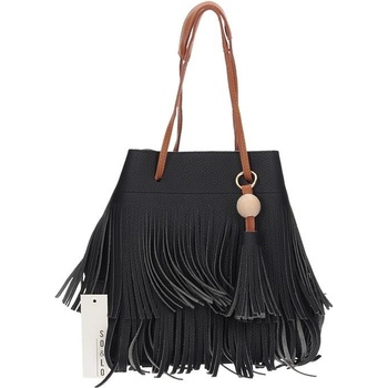 Moderní taška s třásněmi Jess 5808 v černé a hnědé