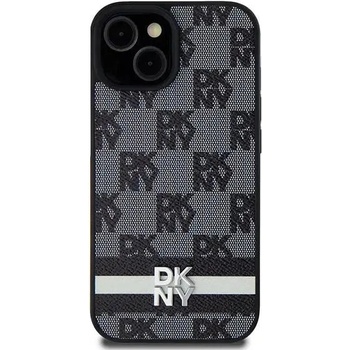 DKNY Кейс DKNY Leather Checkered Mono Pattern & Printed Stripes за iPhone 15/14/13, черен (3666339263157)